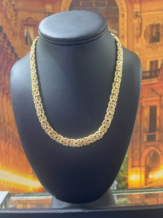 14KT Gold Necklace - 8mm Byzantine Design