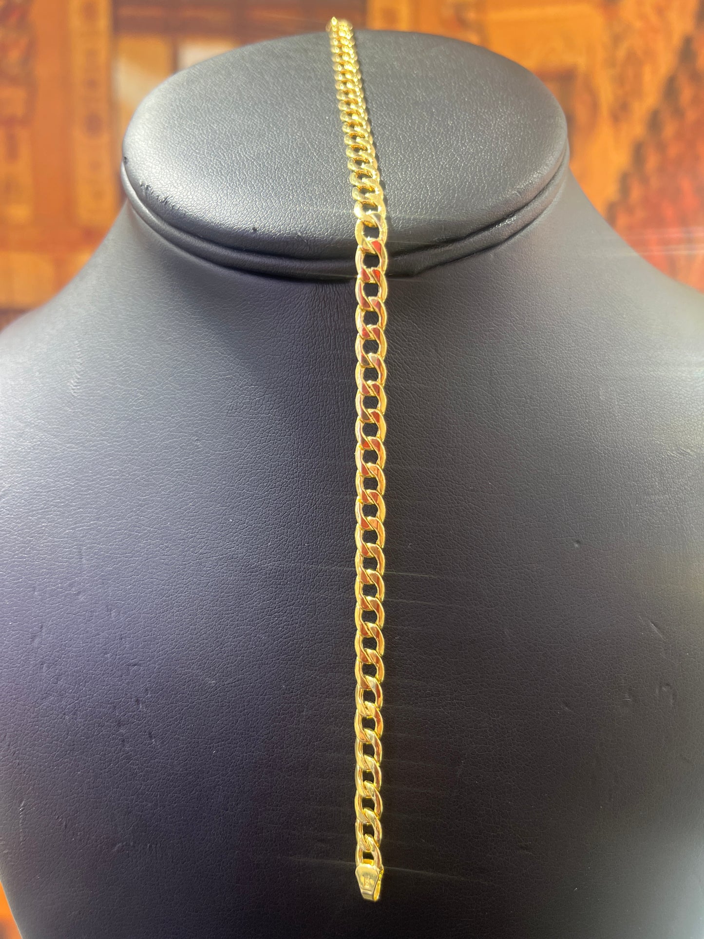 14KT Gold Bracelet - 4.5mm Flat Cuban Design
