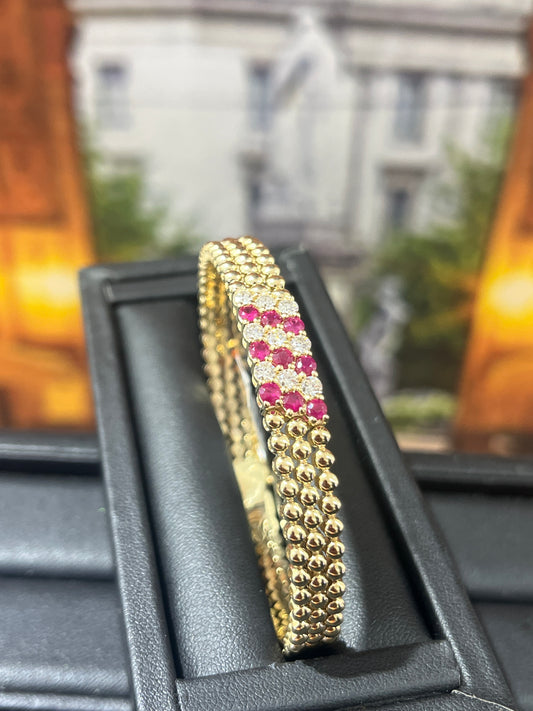 1ct Ruby and 1ct Diamond Bangle set in 14KT Yellow Gold