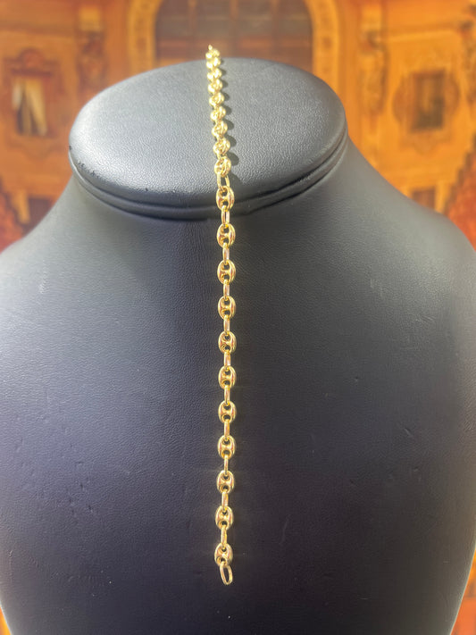 14KT Gold Bracelet - 4mm Gucci Design Plain