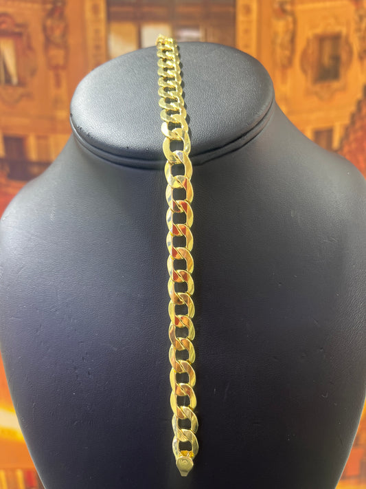 14KT Gold Bracelet - 9.5mm Flat Cuban Design