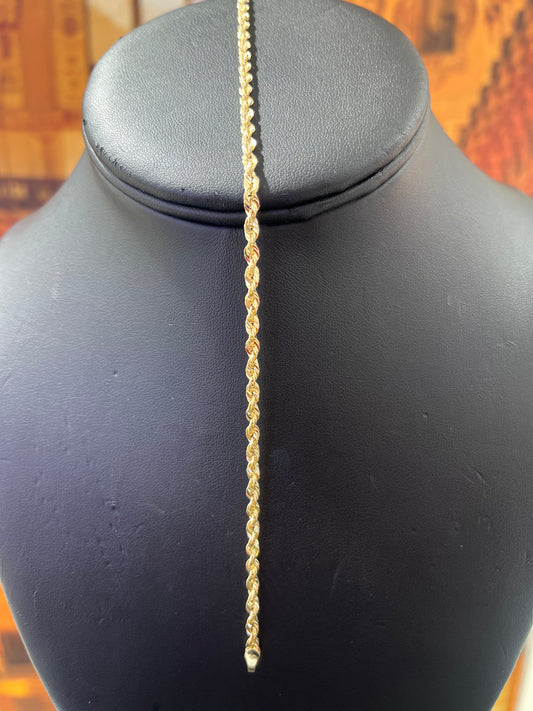 14KT Gold Bracelet - 3mm Rope Design