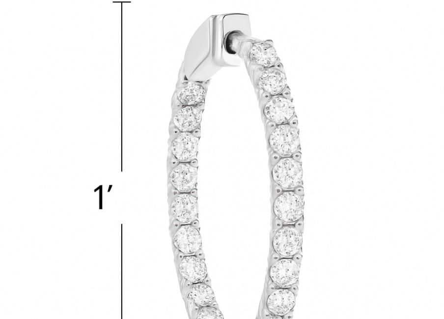 Diamond Hoop Earrings - Inside Out Design (1.00cts) in 14KT White Gold