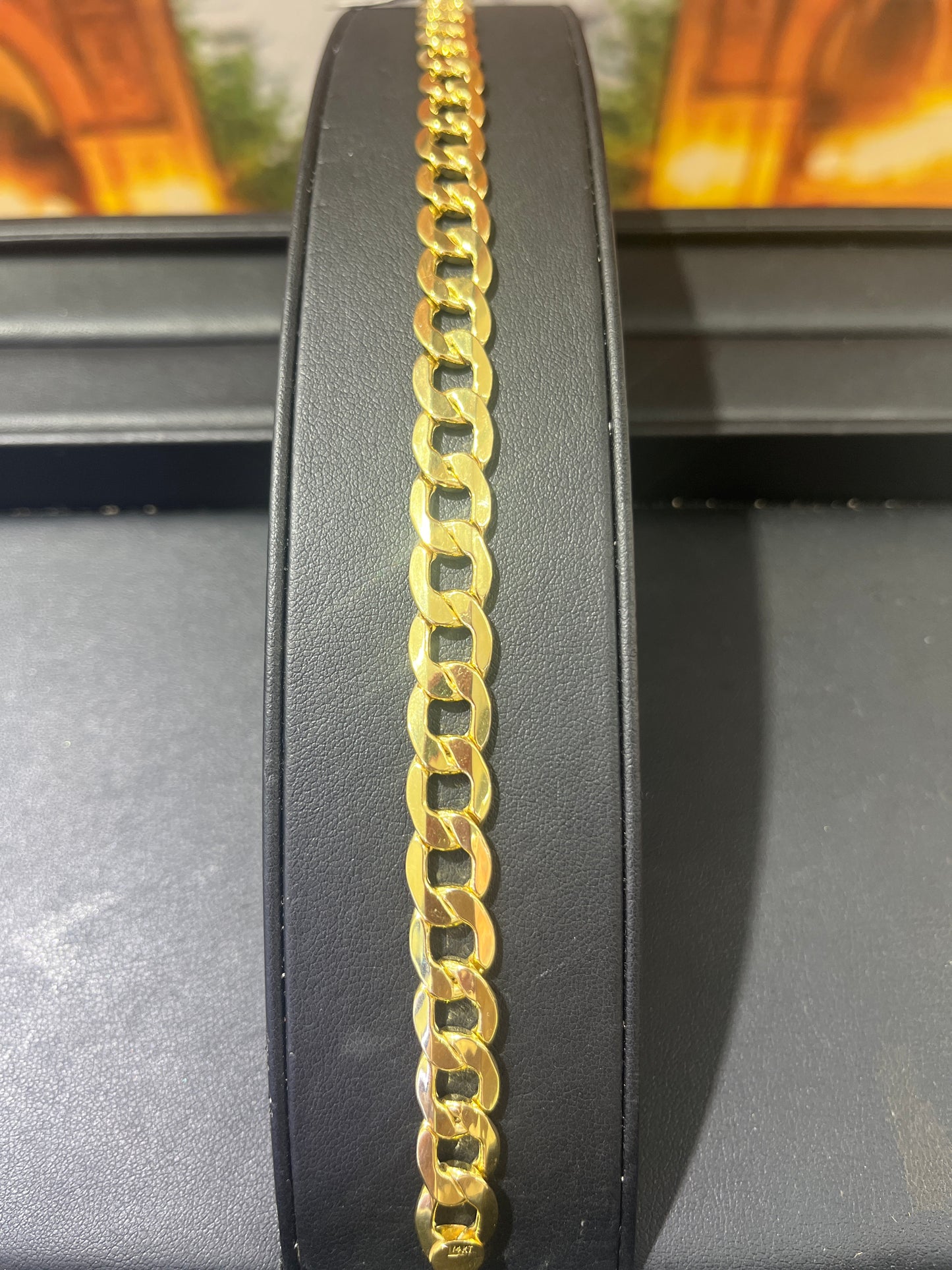 14KT Gold Bracelet - 9.5mm Flat Cuban Design