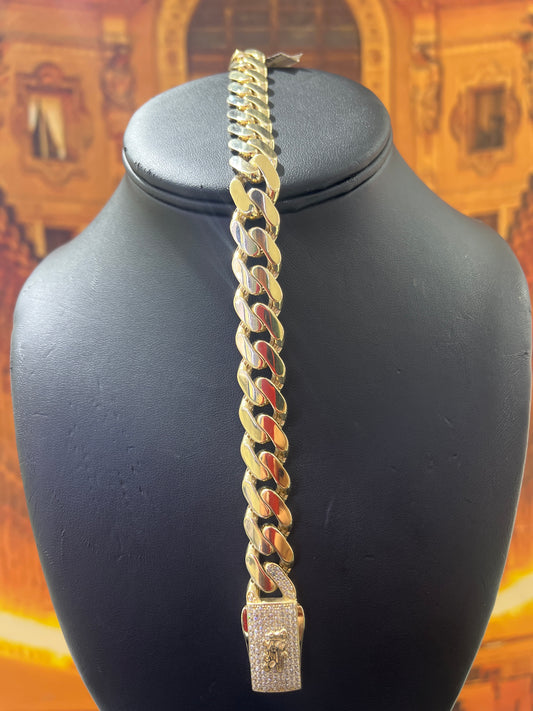 14KT Gold Bracelet - 13mm Cuban Design