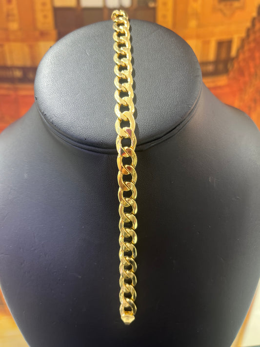14KT Gold Bracelet - 8.5mm Flat Cuban