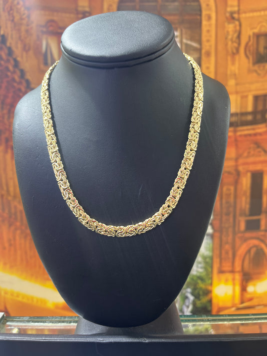 14KT Gold Necklace - 7mm Byzantine Design