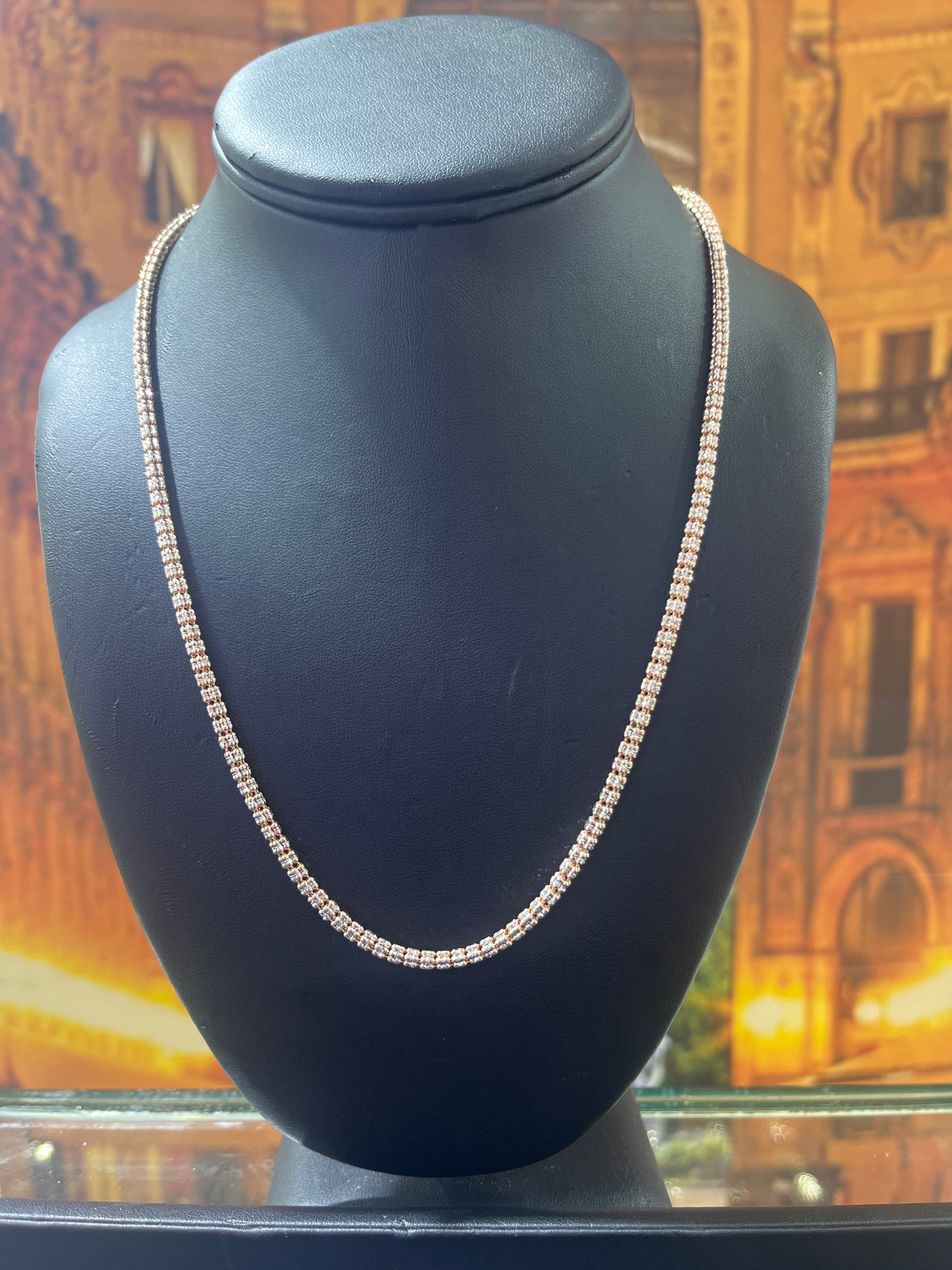 14KT Gold Chain - 3.5mm Ice Design Rose Gold