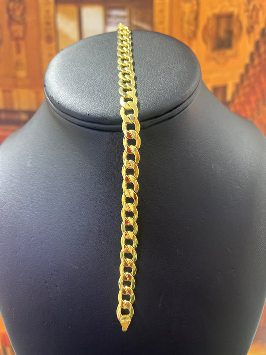 14KT Gold Bracelet - 7.5mm Flat Cuban Design