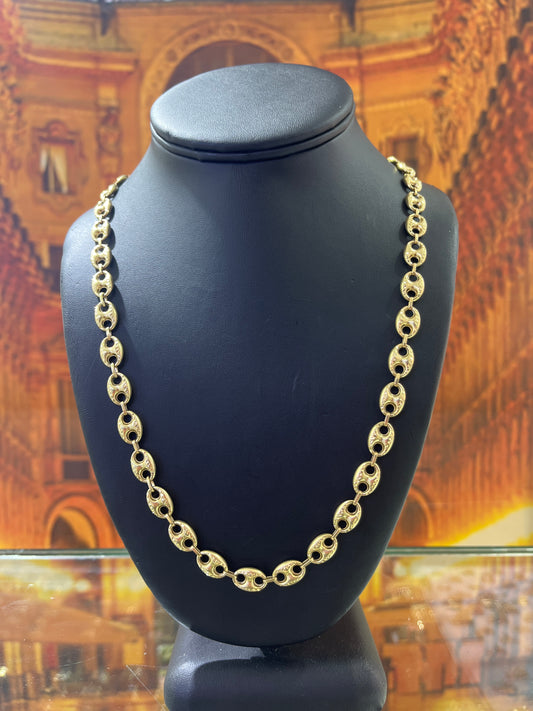 14KT Gold Chain - 8mm Gucci Design Diamond-Cut