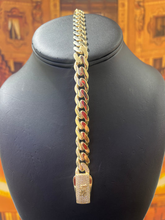 14KT Gold Bracelet -11mm Cuban Design