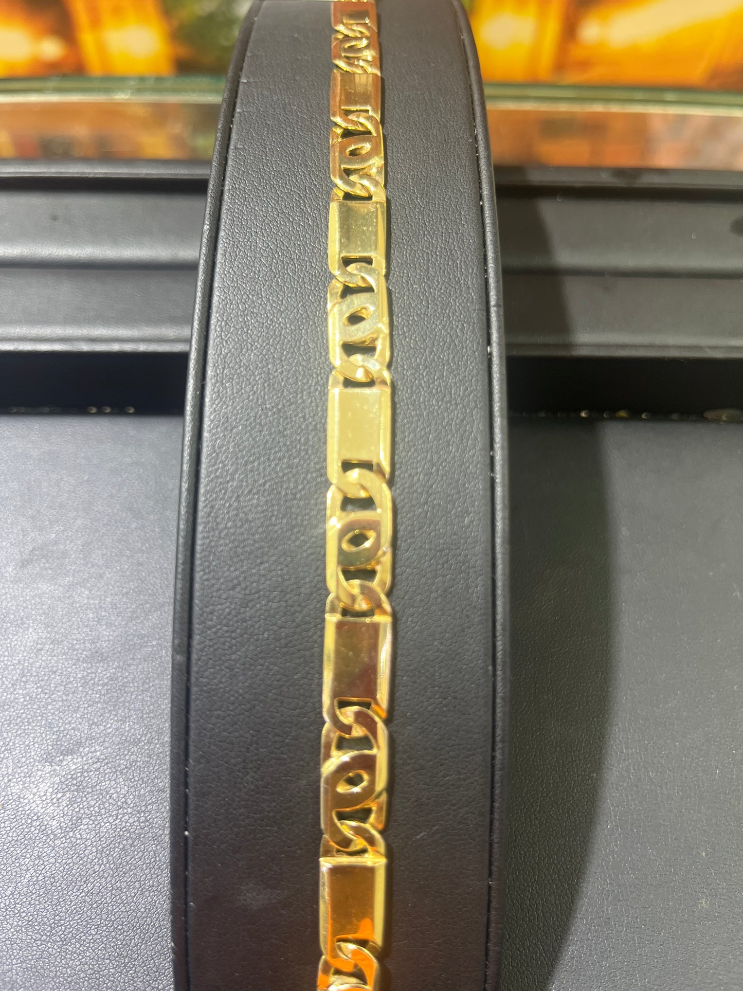 14KT Gold Bracelet - 8mm Tiger’s Eye Design Heavy