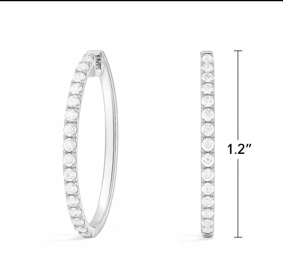 Diamond Hoop Earrings - Inside Out Design (2.10cts) in 14KT White Gold