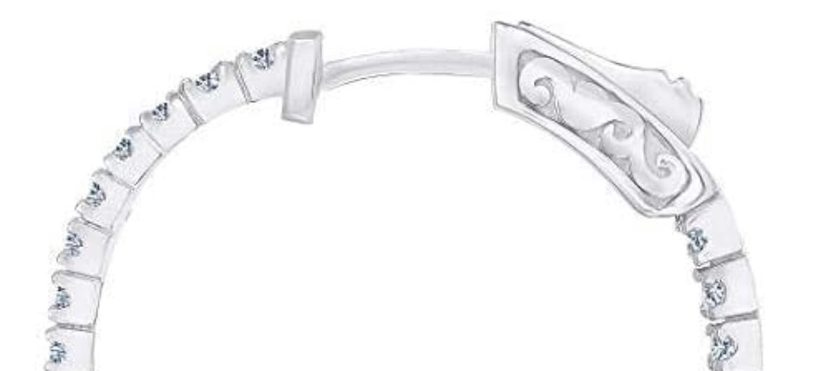 Diamond Hoop Earrings - Inside Out Design (1.00cts) in 14KT White Gold