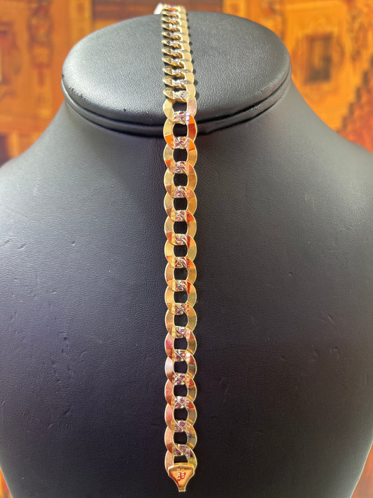 14KT Gold Bracelet - 10mm Heavy Flat Cuban Diamond-Cut