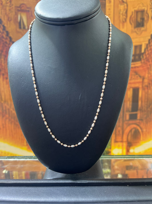 14KT Gold Chain - 3mm Diamond-Cut Rose Gold Pineapple Design
