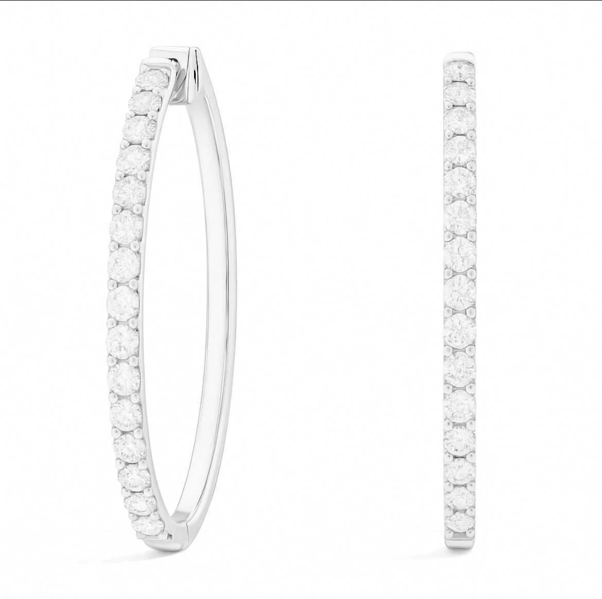 Diamond Hoop Earrings - Inside Out Design (2.10cts) in 14KT White Gold