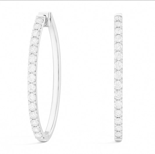 Diamond Hoop Earrings - Inside Out Design (2.10cts) in 14KT White Gold