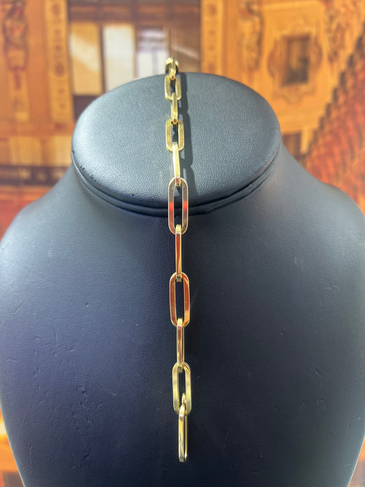 14KT Gold Bracelet - 6.5mm Paperclip Design