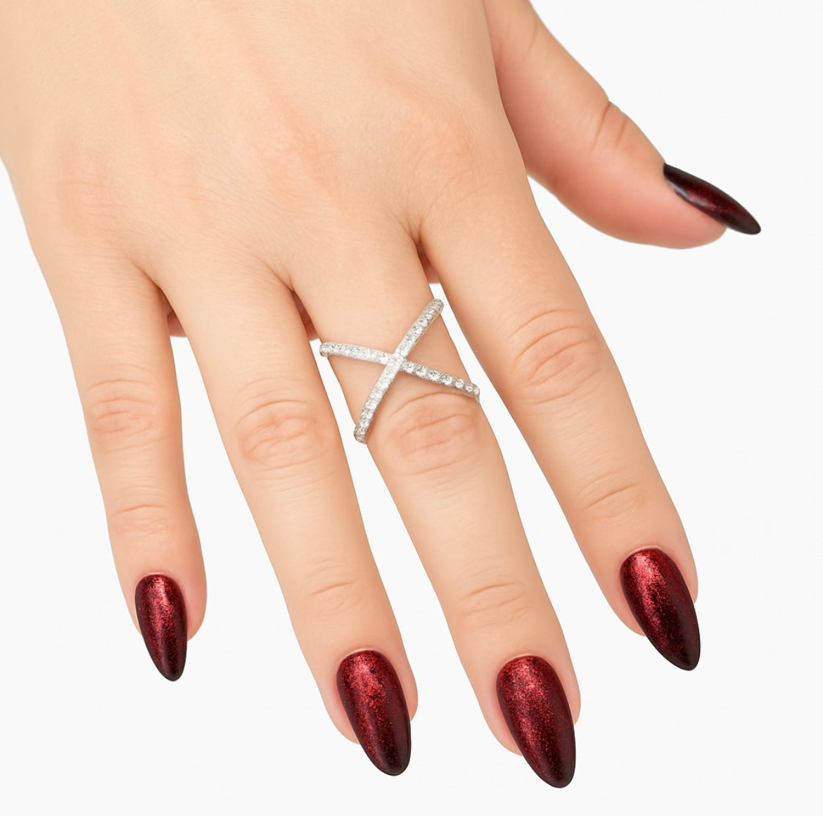 Diamond Ring - CrissCross Design 0.80cts in 14KT White Gold
