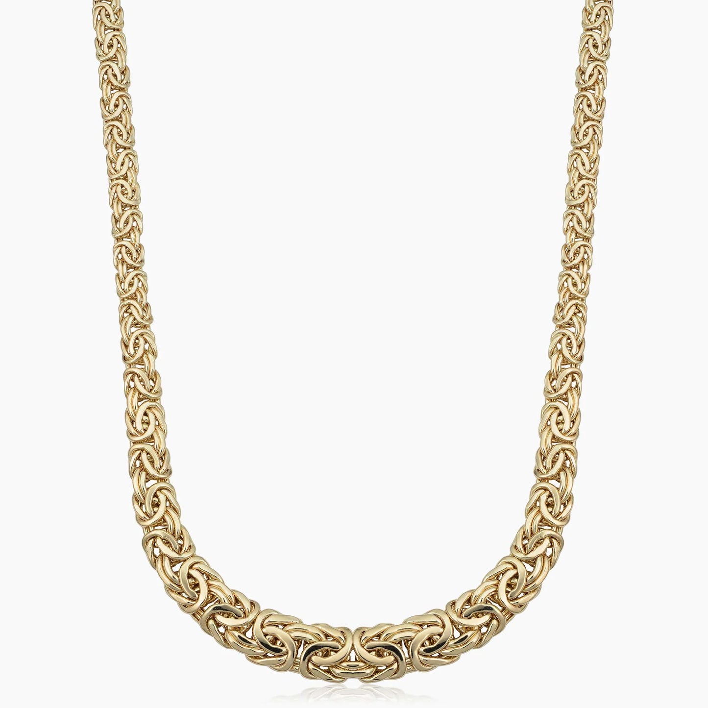 14KT Gold Necklace - Graduated Byzantine Design 18"