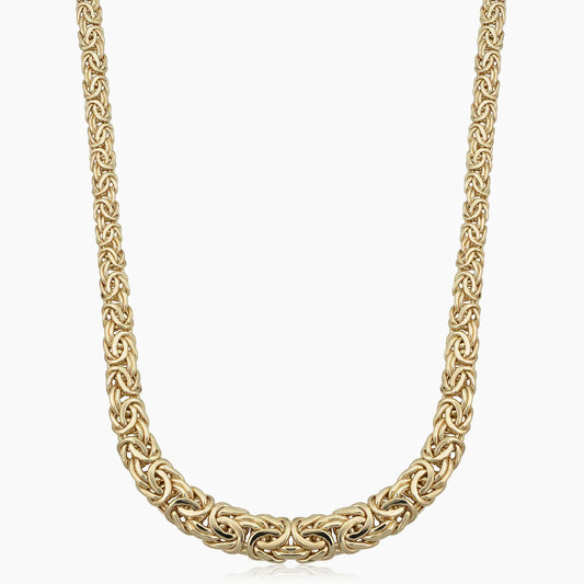 14KT Gold Necklace - Graduated Byzantine Design 18"