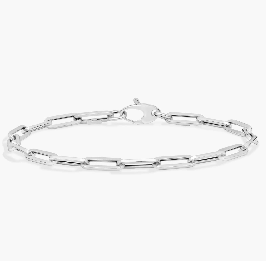 14KT White Gold Bracelet - Paperclip Design (4mm)