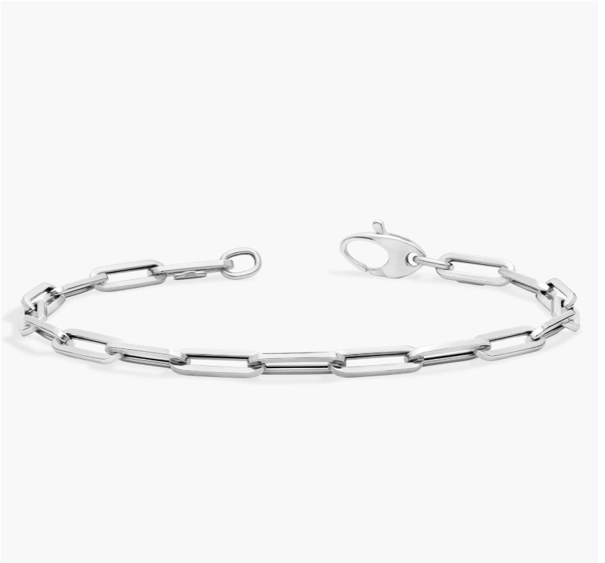 14KT White Gold Bracelet - Paperclip Design (4mm)