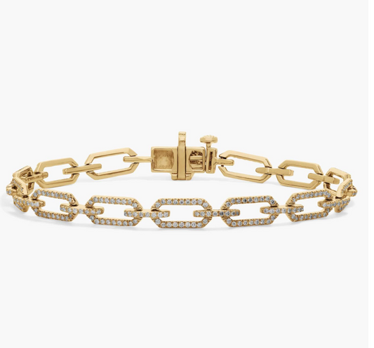 Diamond Paperclip Link Bracelet - 1.50cts (14KT Yellow Gold)