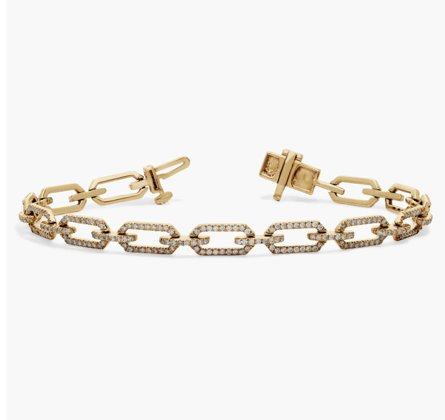 Diamond Paperclip Link Bracelet - 1.50cts (14KT Yellow Gold)