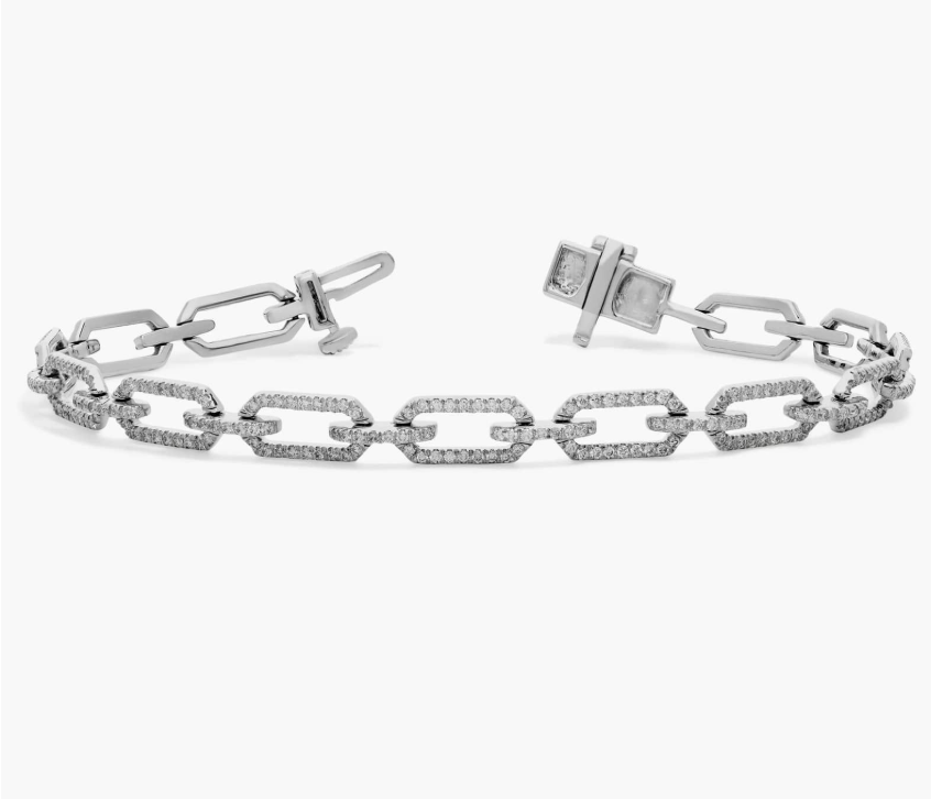 Diamond Paperclip Link Bracelet - 1.50cts (14KT White Gold)