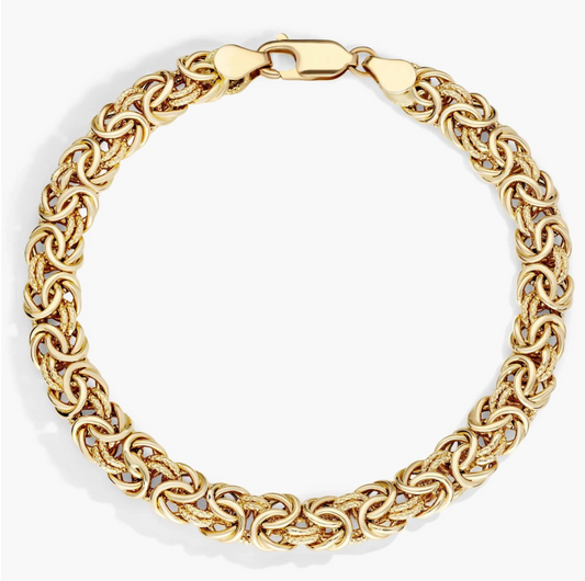 14KT Gold Bracelet - Byzantine Design (7.5mm)
