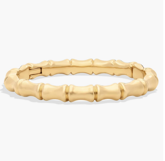14KT Gold Bangle - Bamboo Design 8"