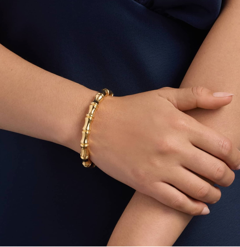 14KT Gold Bangle - Bamboo Design 8"
