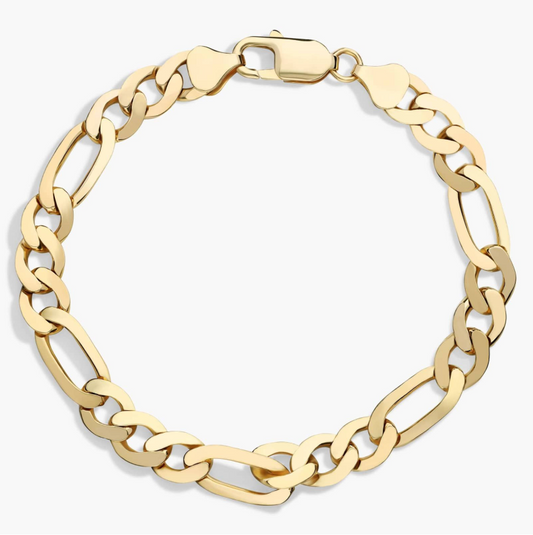 14KT Gold Bracelet - Figaro Design 7.5mm 8"