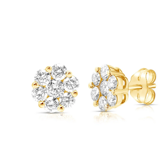 1.00cts Diamond Flower Studs