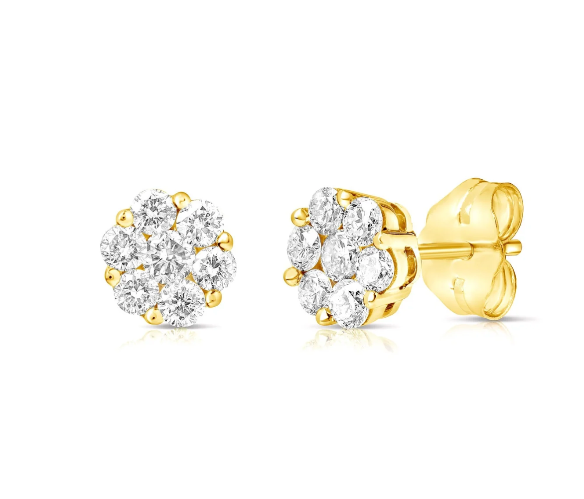 1/2 Carat Diamond Flower Studs