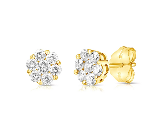 1/2 Carat Diamond Flower Studs