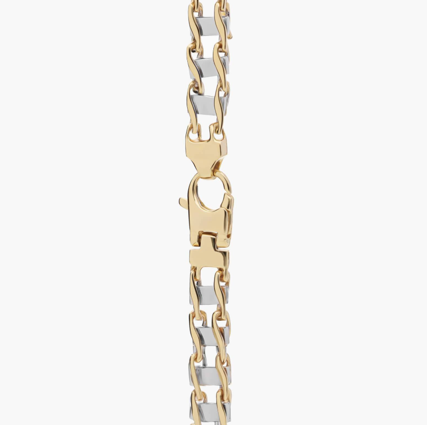 14KT Gold Bracelet - Rail Road Link 7.5mm 8.5""