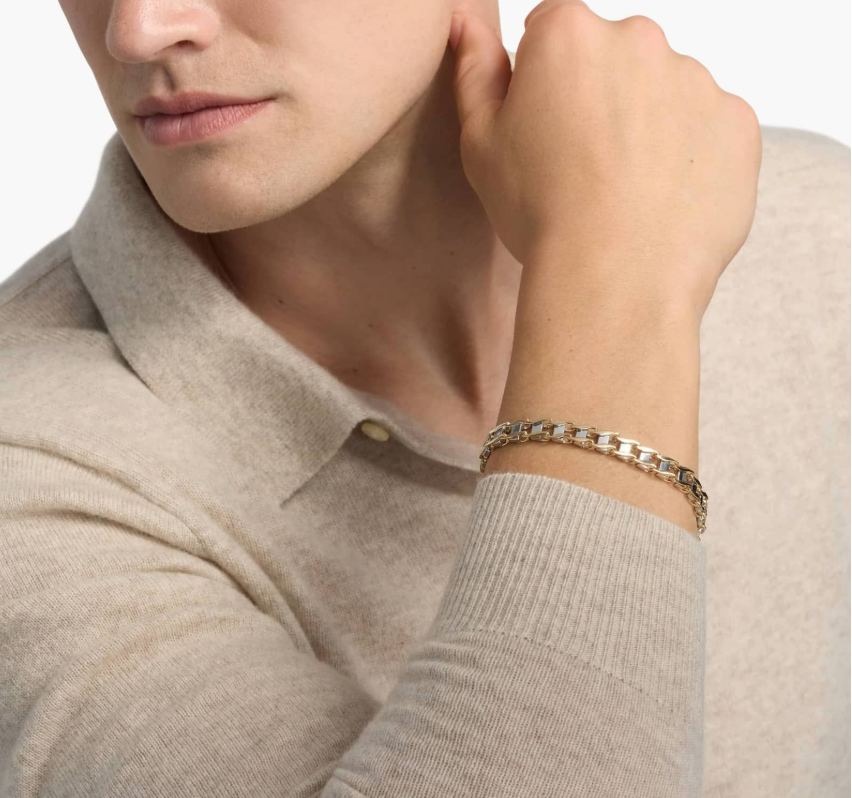 14KT Gold Bracelet - Rail Road Link 7.5mm 8.5""