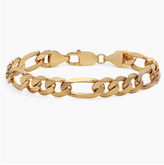 14KT Gold Bracelet - Figaro Design 8.5mm 8"