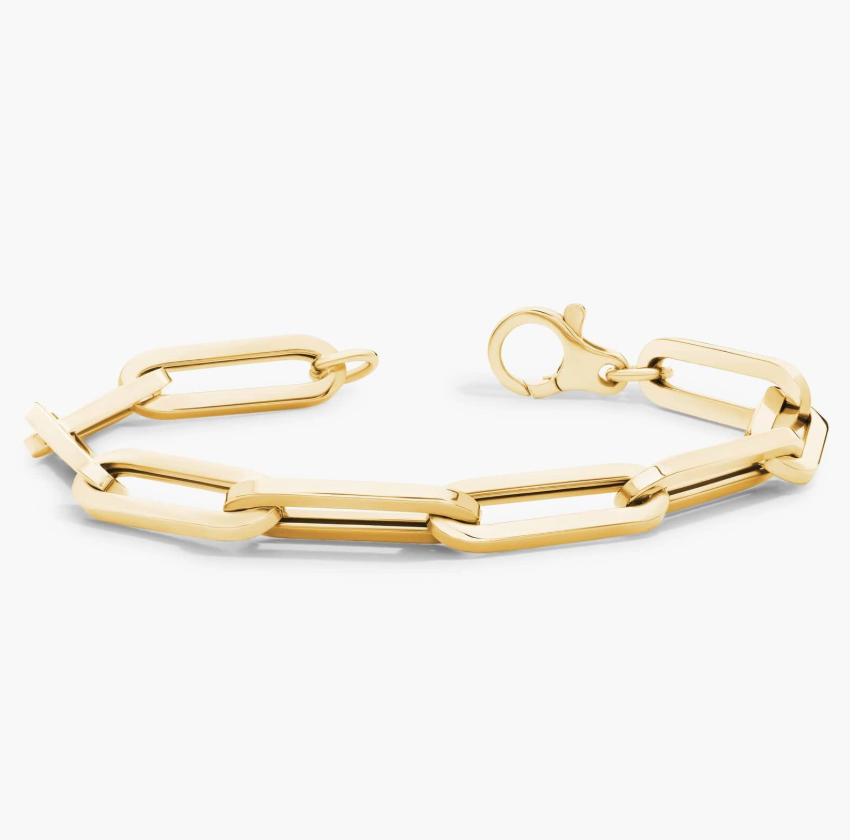14KT Gold Bracelet - Paperclip Design 7.5" 7mm
