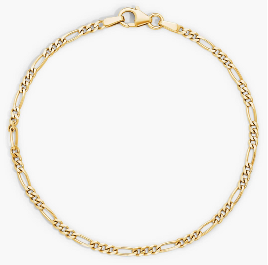 14KT Gold Bracelet - Figaro Design 7" 2.5mm