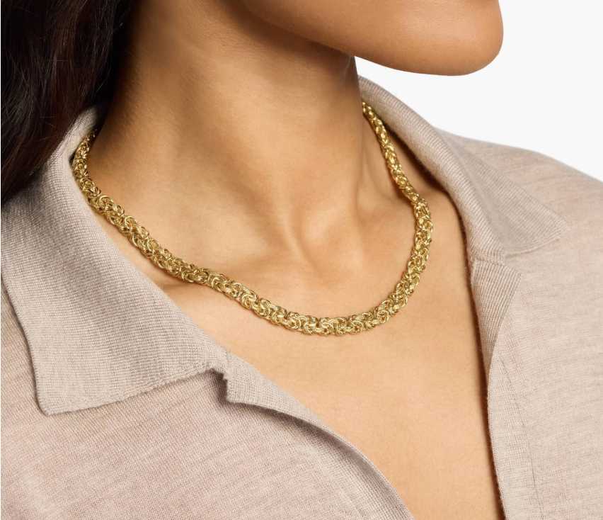 14KT Gold Necklace - Byzantine Design 18" 7.5mm