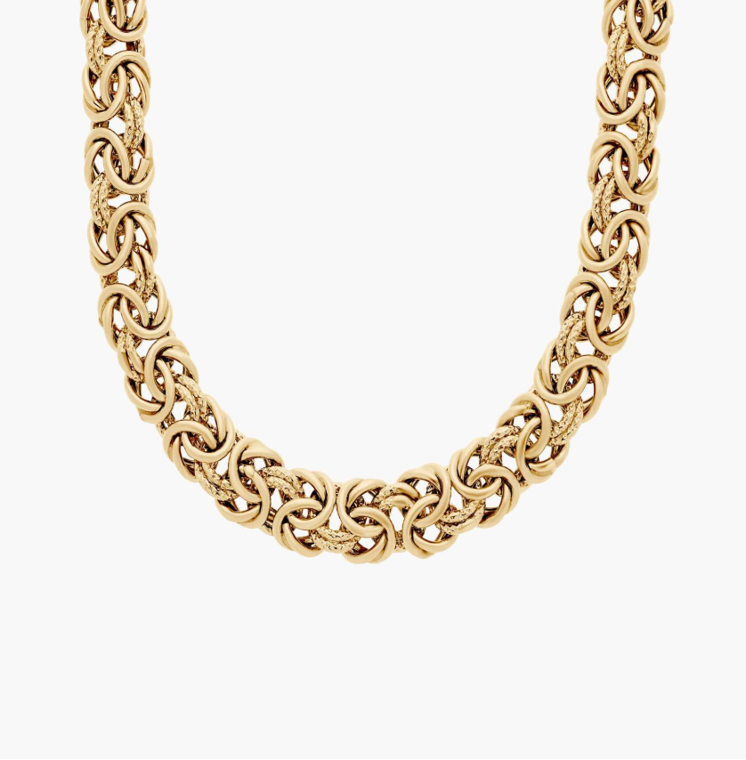 14KT Gold Necklace - Byzantine Design 20" 7.5mm