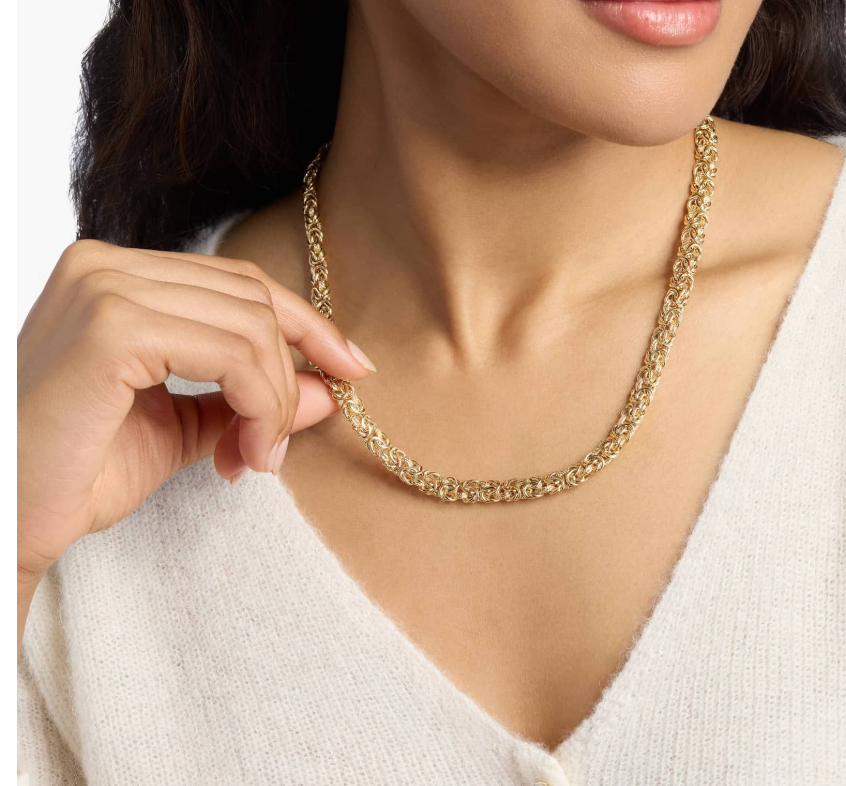14KT Gold Necklace - Byzantine Design 20" 7.5mm