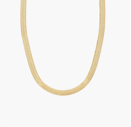 14KT Gold Necklace - Herringbone Design 3mm 18"