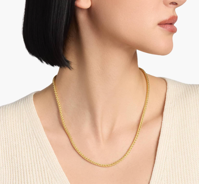 14KT Gold Necklace - Wheat Design 3.1mm 20"