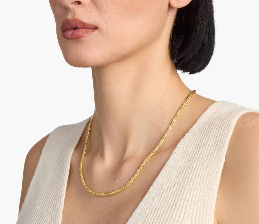 14KT Gold Necklace - Wheat Design 3.1mm 20"