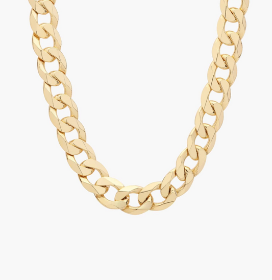 14KT Gold Chain - Flat Cuban Design 10mm 24"